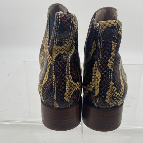 Madewell Cara Tan Brown Yellow Snakeskin Embossed Leather Chelsea Boots 6.5 - Picture 5 of 13